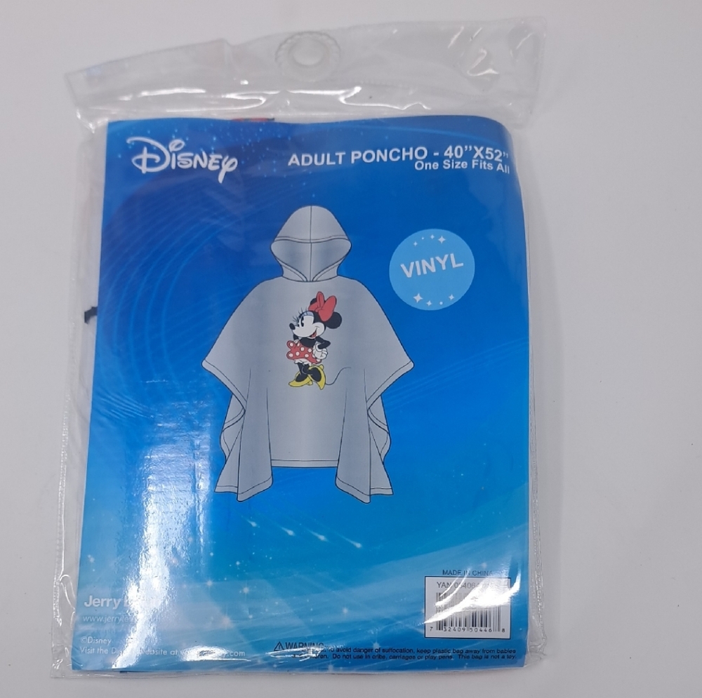 Disney Classic Minnie Mouse Adult Rain Poncho One Size Fits All‎